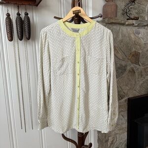 Silk Patterned Button-Up Pajama Top